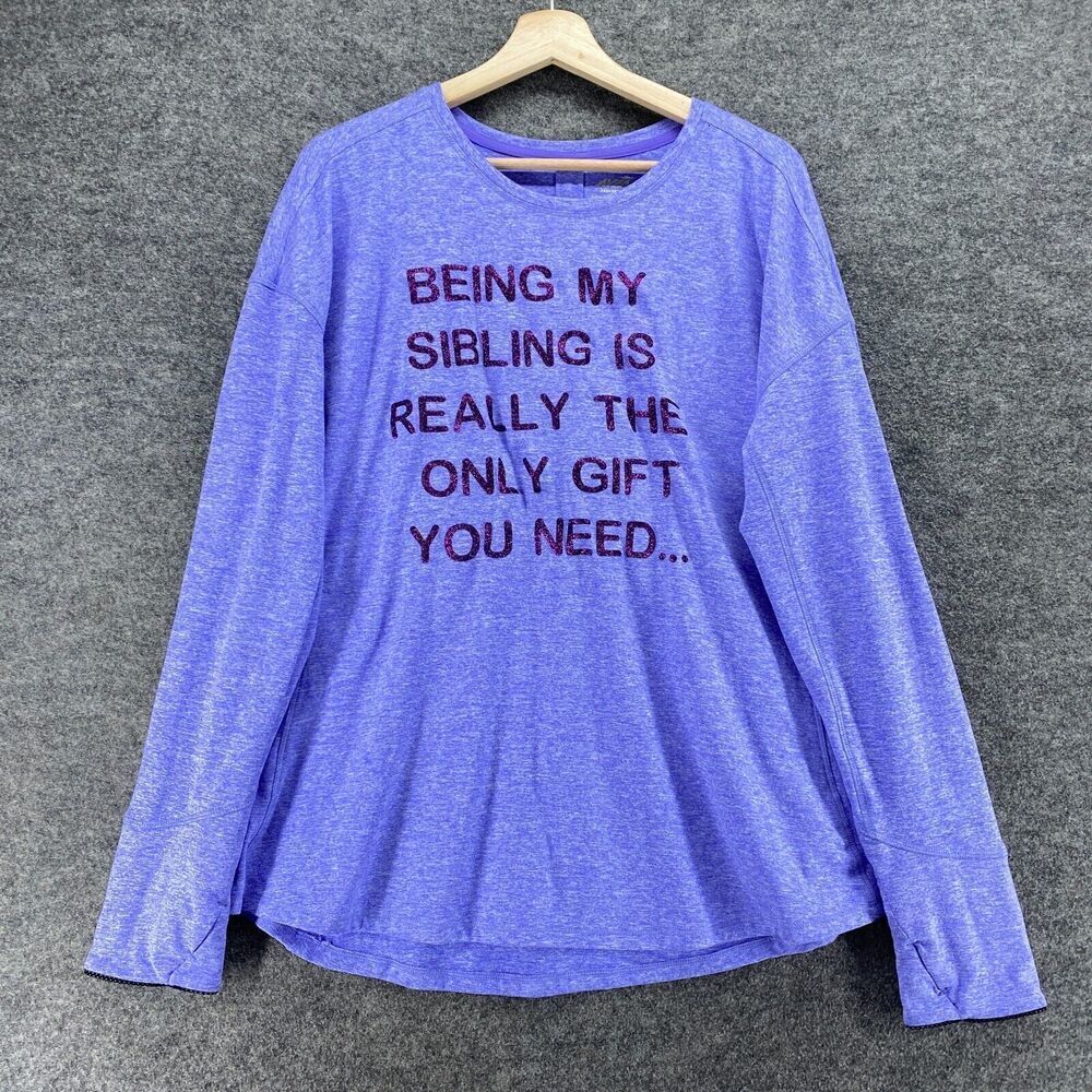 Avia T-Shirt Women 3XL Blue Crew Neck Long Sleeve Pullover Casual Breathable